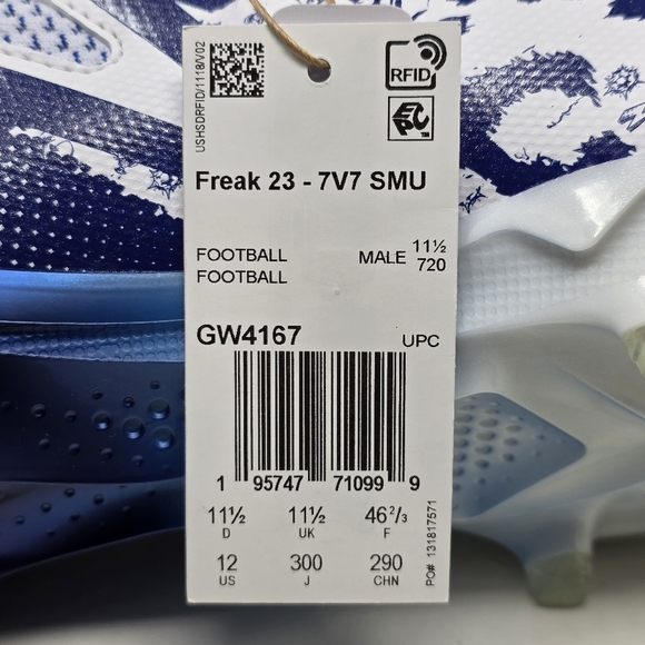 adidas Freak 23 7v7 SMU Football Cleats White Blue GW4167 Men's Size 12 New - Picture 11 of 12